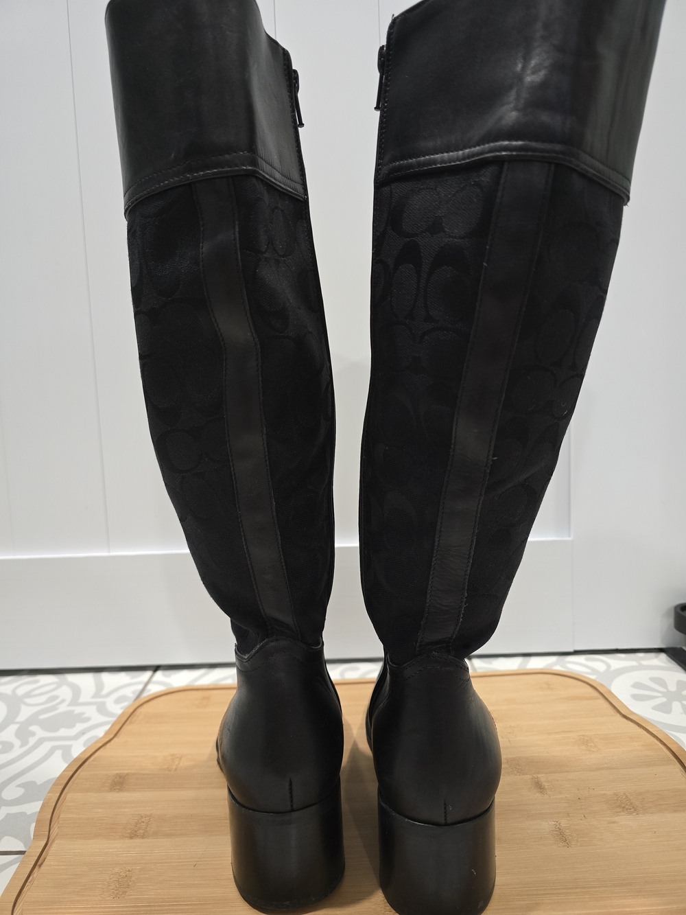 Coach Black Signature Jacquard Knee Boots - Picture 5 of 12